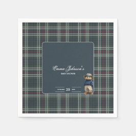 Guardanapo De Papel Chá de fraldas Rustic Tartan Bear