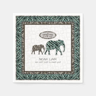 Guardanapo De Papel Chá de fraldas Safari Elephants Zebra Little Man
