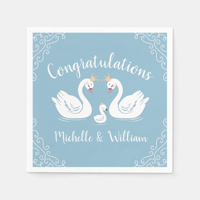 Guardanapo De Papel Chá de fraldas Swan Blue Boy (Frente)