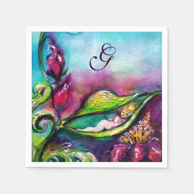 GUARDANAPO DE PAPEL CHÁ DE FRALDAS THUMBELINA MONOGRAMA (Frente)