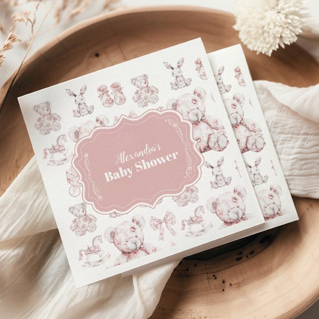 Guardanapo De Papel Chá de fraldas Toys Toile De Jouy Rosa (Criador carregado)