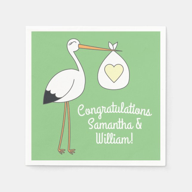 Guardanapo De Papel Chá de fraldas Verde de Stork (Frente)
