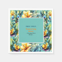 Chá de fraldas verde tropical amarelo-aquarela