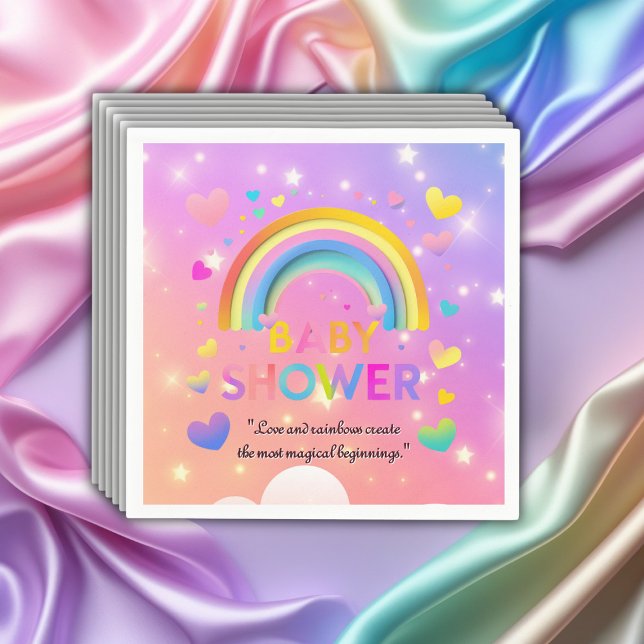 Guardanapo De Papel Chá de fraldas Whimsical Hearts & Rainbows (Criador carregado)
