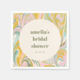 Guardanapo De Papel Chá de Noiva Abstrato Amarelo Pastel Fofo Personal