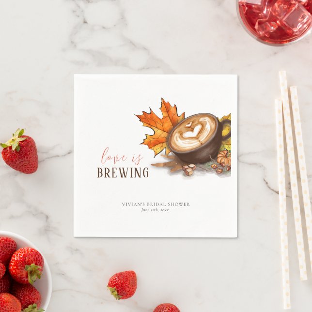 Guardanapo De Papel Chá de Noiva Aguarela Espresso Amor Está no Forno (Insitu)