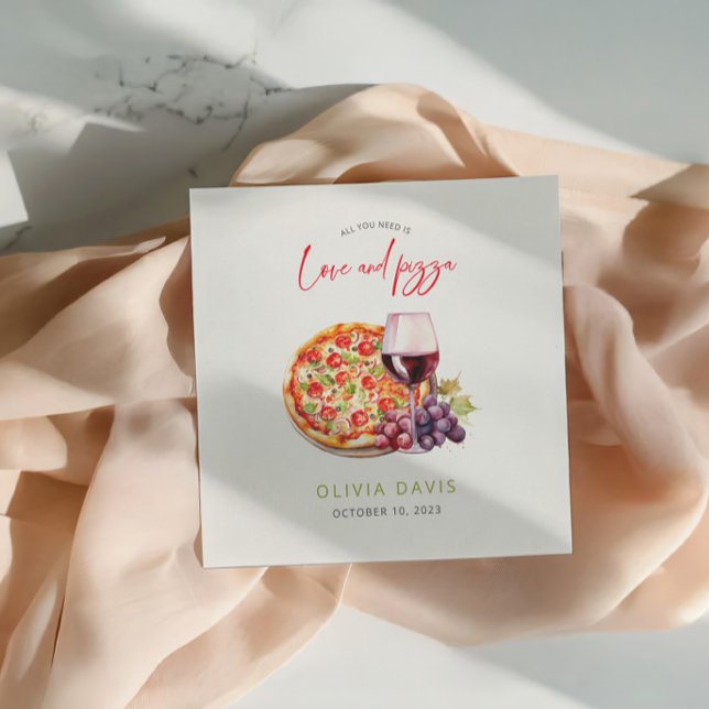 Guardanapo De Papel Chá de Noiva Amor e Pizza (Criador carregado)