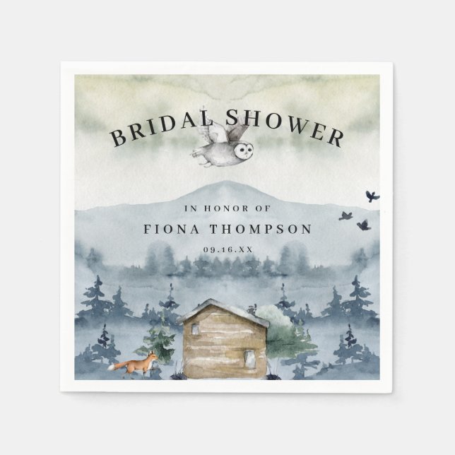 Guardanapo De Papel Chá de Noiva Animais da Floresta em Aquarela (Frente)