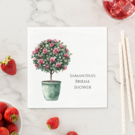 Guardanapo De Papel Chá de Noiva Árvore Floral Rosas Cor-de-Rosa