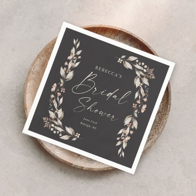 Guardanapo De Papel Chá de Noiva Boho Elegante com Flores Silvestres (Boho wildflower floral elegant wedding bridal shower napkins.)