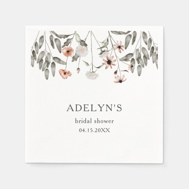 Guardanapo De Papel Chá de Noiva Boho Flor Silvestre (Frente)