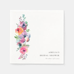 Guardanapo De Papel Chá de Noiva Boho Verão Floral Aquarela