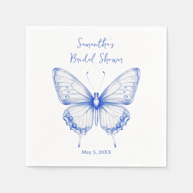 Guardanapo De Papel Chá de Noiva Borboleta Chinoiserie (Frente)