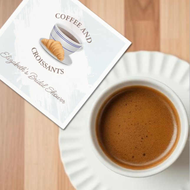 Guardanapo De Papel Chá de Noiva Café e Croissants (Criador carregado)