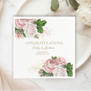 Guardanapo De Papel Chá de Noiva Casal Floral Vintage Rosa Encantado