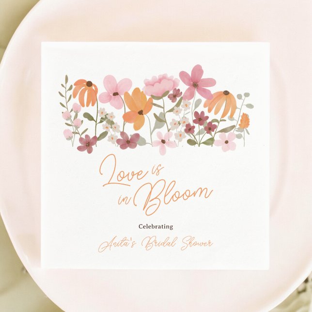 Guardanapo De Papel Chá de noiva charmoso boêmio de campo com florzinh (Cute boho meadow little wildflower bridal shower napkins)
