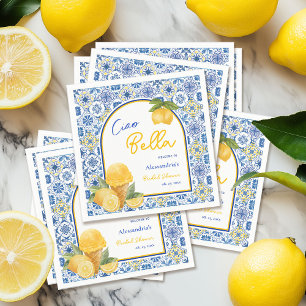 Guardanapo De Papel Chá de Noiva Ciao Bella Azulejo Italiano Sorvete d