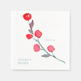 Guardanapo De Papel Chá de Noiva Colorido com Folhagem em Aquarela