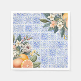 Guardanapo De Papel Chá de Noiva com Azulejos Mediterrâneos