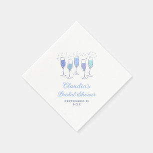 Guardanapo De Papel Chá de Noiva com Champanhe Azul