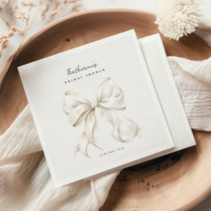 Guardanapo De Papel Chá de Noiva com Laço Branco Elegante