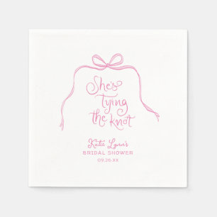 Guardanapo De Papel Chá de Noiva com Laço Rosa Simples