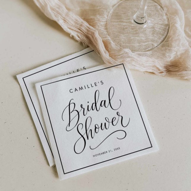 Guardanapo De Papel Chá de Noiva com Letra Moderna (Modern Script Bridal Shower Napkins)