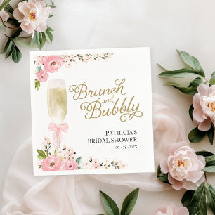 Guardanapo De Papel Chá de Noiva Cor-de-Rosa Dourado Floral para Brunc