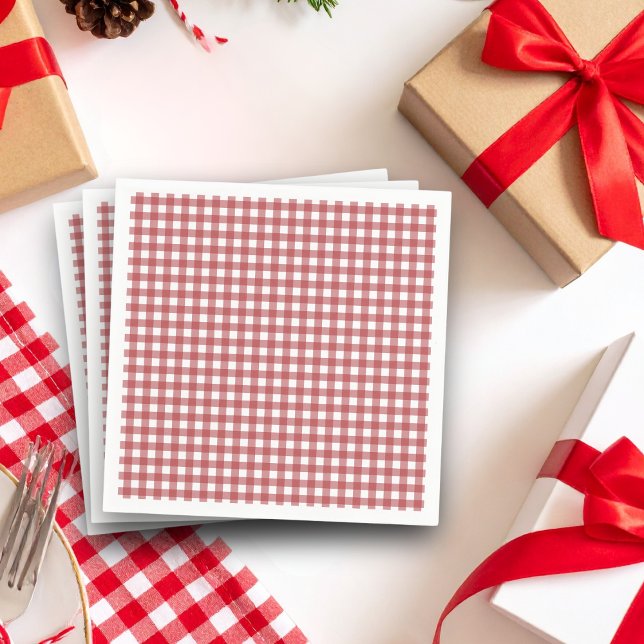 Guardanapo De Papel Chá de Noiva Country Natal Gingham Vermelho (Criador carregado)