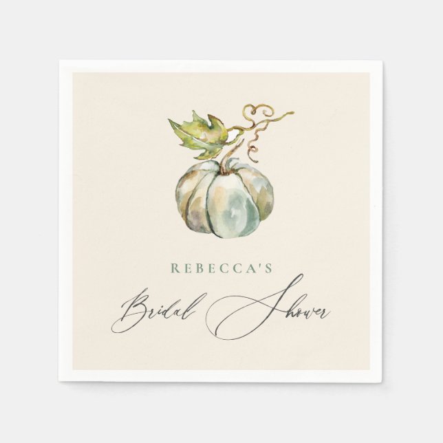 Guardanapo De Papel Chá de Noiva de Abóbora de Outono com Caligrafia E (Frente)