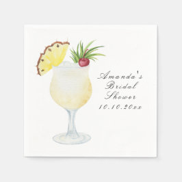 Guardanapo De Papel Chá de Noiva de Coquetel Pina Colada com Aquarela
