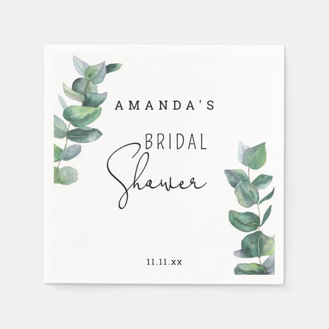 Guardanapo De Papel Chá de noiva de eucalipto  (Frente)