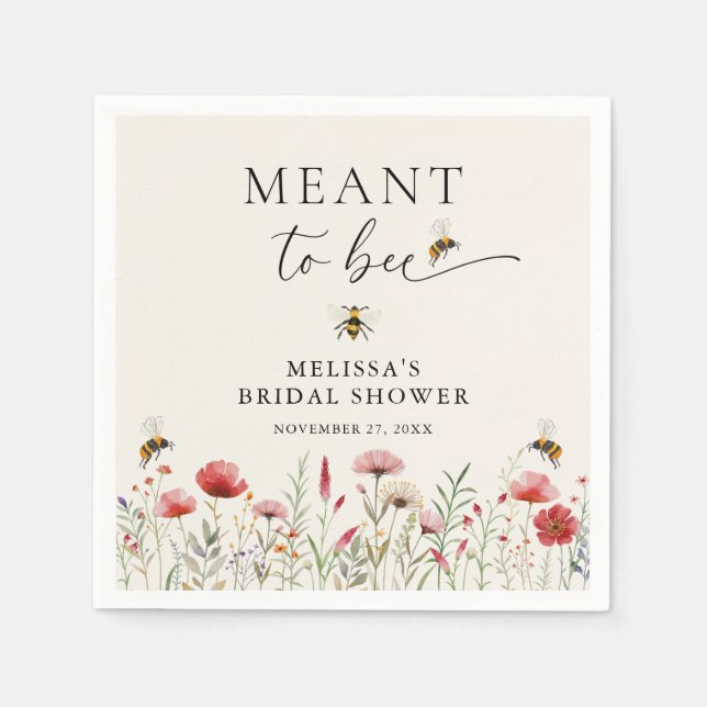 Guardanapo De Papel Chá de Noiva de Flor Selvagem em Aquarela para Abe (Frente)