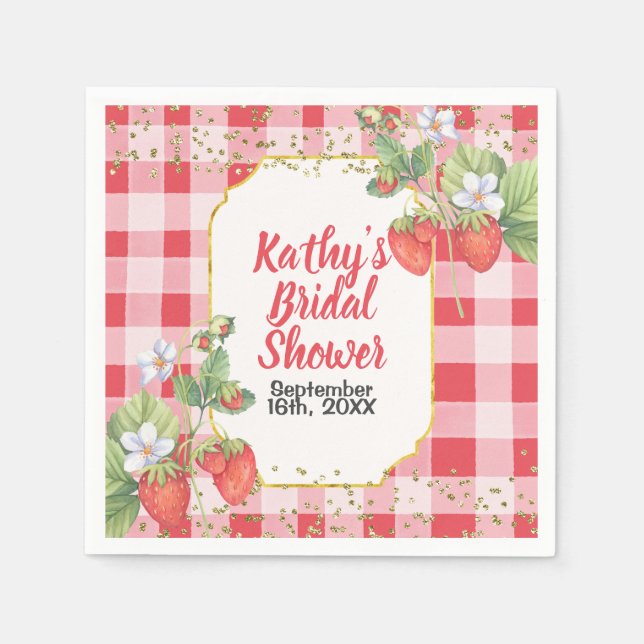 Guardanapo De Papel Chá de noiva de morango com aquarela Sweet Berry (Frente)