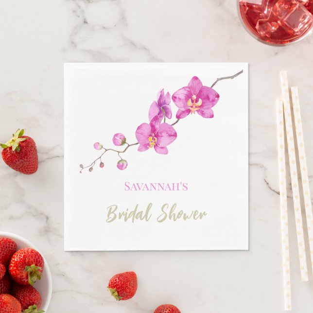 Guardanapo De Papel Chá de Noiva de Orquídeas Rosa (Insitu)