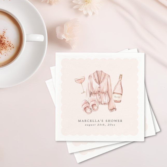 Guardanapo De Papel Chá de Noiva de Pijamas & Prosecco (Criador carregado)