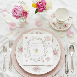 Guardanapo De Papel Chá de Noiva Desenhado à Mão Caprichoso