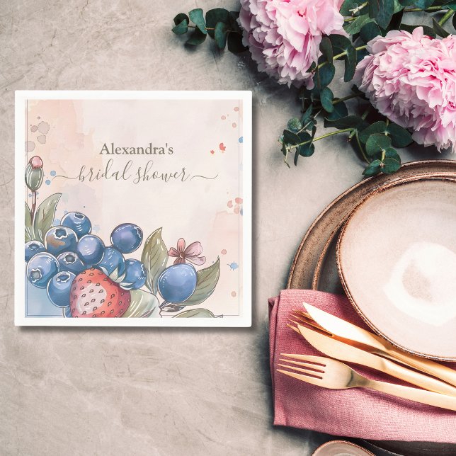 Guardanapo De Papel Chá de Noiva Doce Morango Chic Berry (Criador carregado)