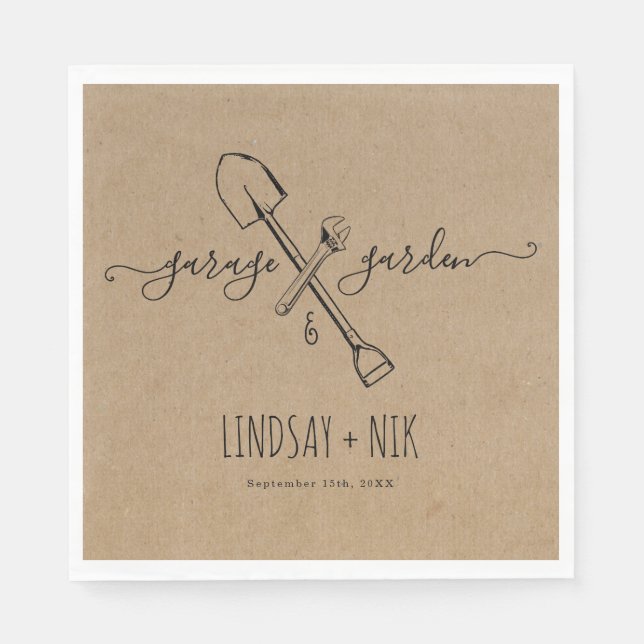 Guardanapo De Papel Chá de Noiva e do Casal de Garagem e Jardim (Frente)