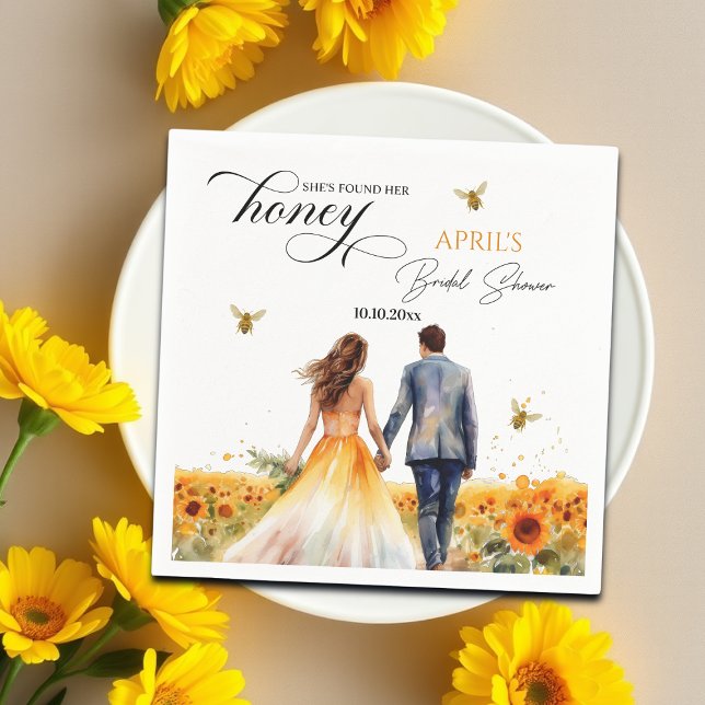 Guardanapo De Papel Chá de Noiva Ela Encontrou Seu Mel   (Criador carregado)