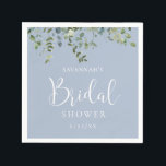 Guardanapo De Papel Chá de Noiva Elegante em Azul Poeirento Aquarela<br><div class="desc">Guardanapos de Chá de Noiva com Verde e Azul Poeirento Elegantes Aquarela</div>