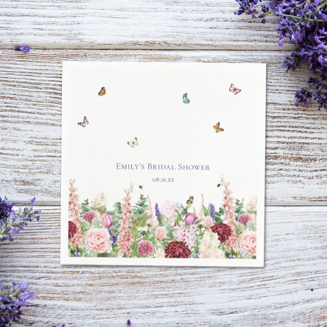 Guardanapo De Papel Chá de Noiva Elegante Floral Borboleta (Criador carregado)