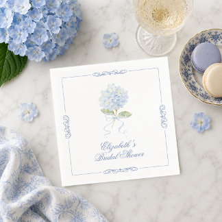 Guardanapo De Papel Chá de Noiva Elegante Hortênsia Azul