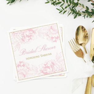 Guardanapo De Papel Chá de Noiva Elegante Peônia Rosa Casamento