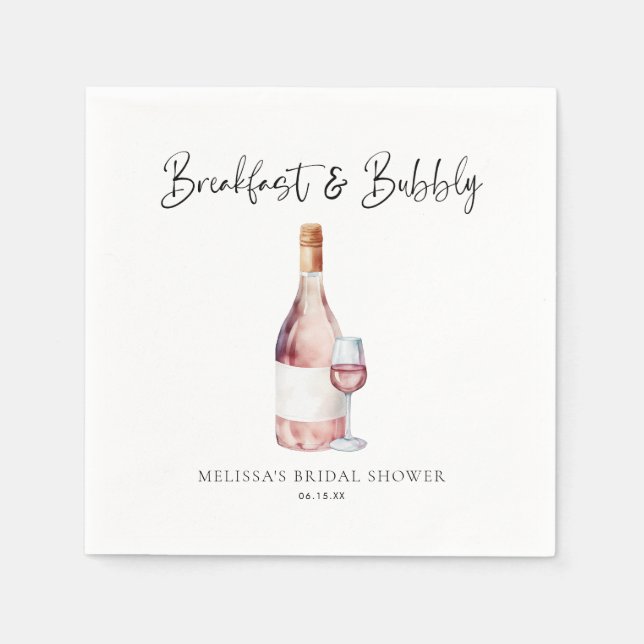 Guardanapo De Papel Chá de Noiva Elegante Rosa com Café da Manhã & Esp (Frente)