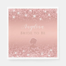 Guardanapo De Papel Chá de Noiva Elegante Rosa Dourado Luxuoso Brilho