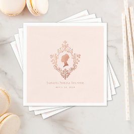 Guardanapo De Papel Chá de Noiva Elegante Rosa Regência Vintage Crista