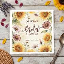 Chá de Noiva Floral de Girassóis em Aquarela para 