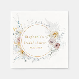 Guardanapo De Papel Chá de Noiva Floral Dourado