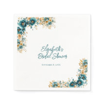 Chá de Noiva Floral em Aquarela Azul Turquesa e Do